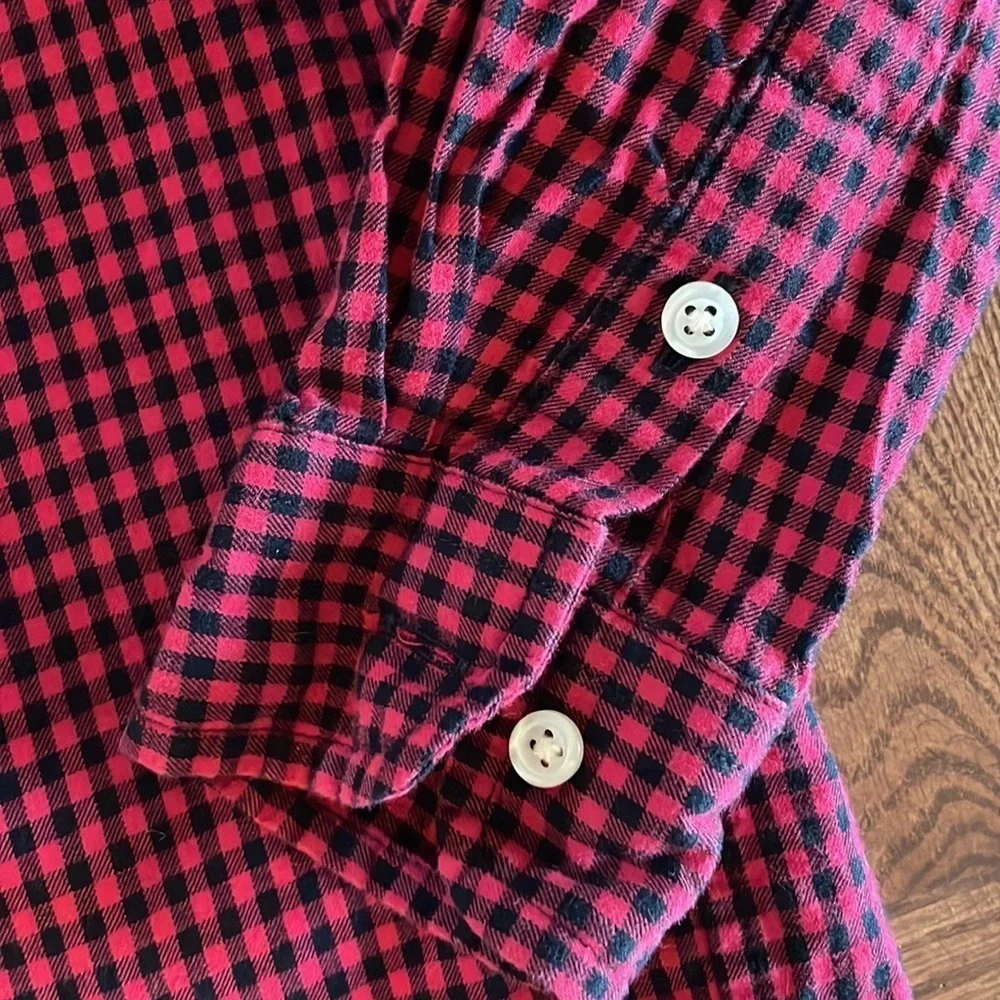 Ralph Lauren boys kids button down collared long sleeve shirt red plaid size 5